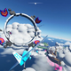 Big poofy clouds and rings suspended in mid-air in a screenshot for a Mario Kart mod for MS Flight Simulator.